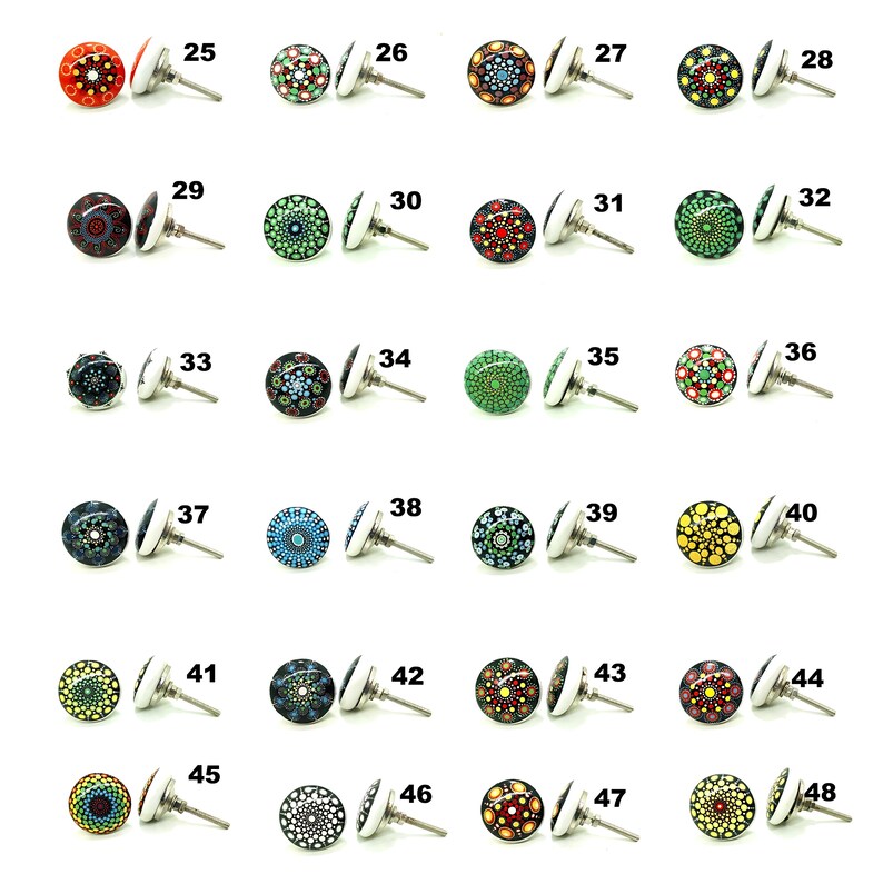Handmade Multi Color Ceramic Knobs, Decorative Cabinet Hardware image 3