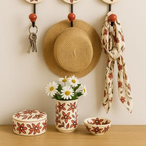 White and Orange Ceramic Hand painted Hooks Bathroom Hooks Decorative Hooks Kitchen Wall Hooks Coat Hangers Towel Hanger Colorful Hooks