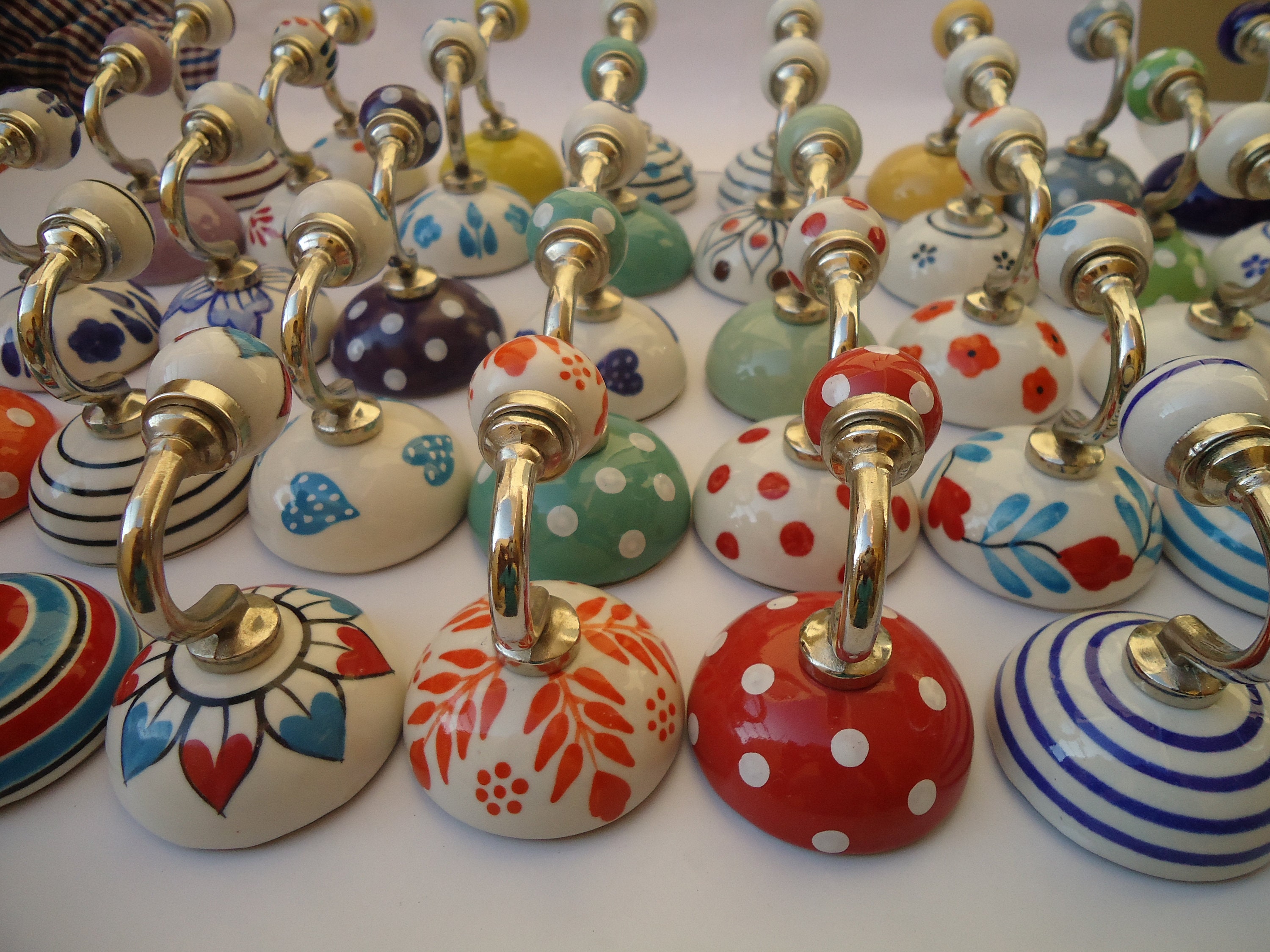 Assorted Ceramic Hooks Handpainted Hooks Decorative Hooks Etsy