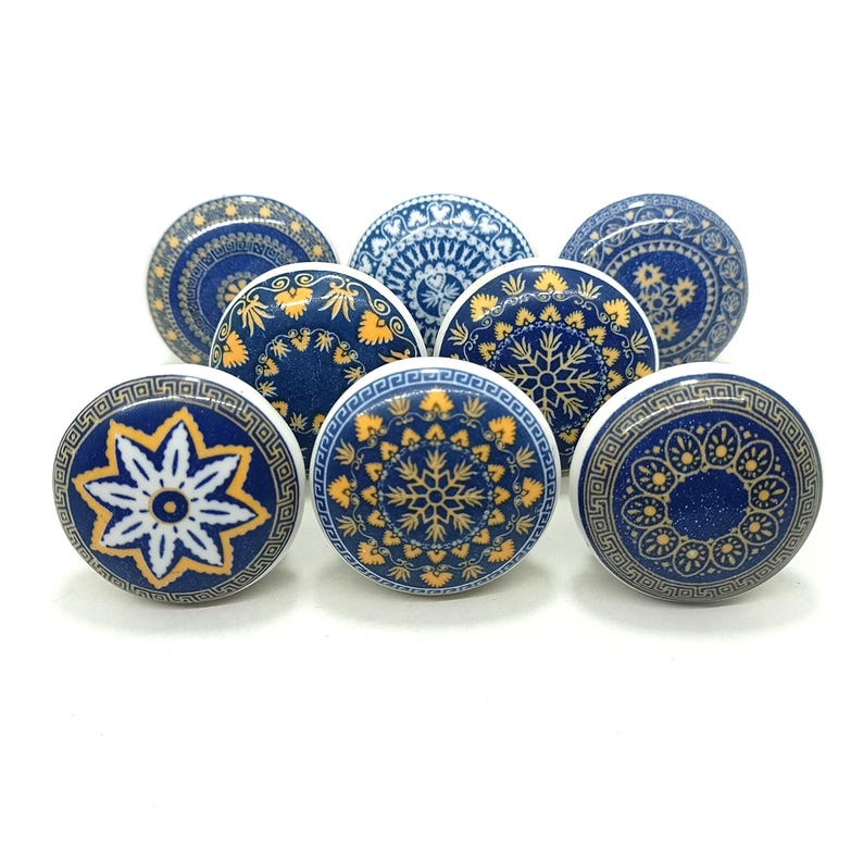 Pomelli in ceramica multicolore fatti a mano a forma di albero, ferramenta per cassetti e armadietti Style 05