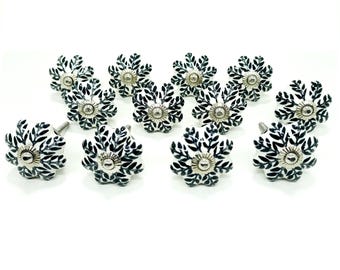 Handmade Ceramic Leaf Cabinet Knobs - Decorative Drawer Pulls