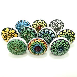 Handmade Mandala Design Ceramic Cabinet Knobs