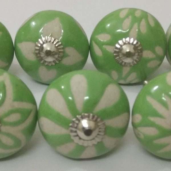 Green Ceramic Knobs Handmade Vintage Look Kitchen Cabinet Knobs Ceramic Door Knobs Hardware Knobs