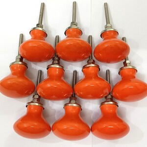 Handgemachte braune Keramik Knäufe für Schränke, Schubladen Orange Color