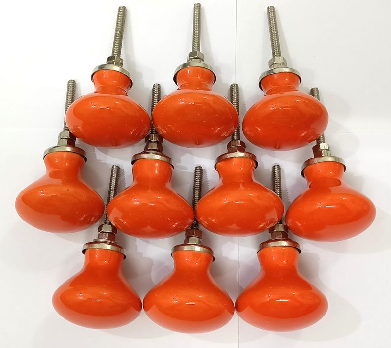 Handgemachte braune Keramik Knäufe für Schränke, Schubladen Orange Color