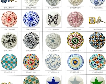 Pomelli in ceramica dipinti a mano, maniglie per cassetti colorate