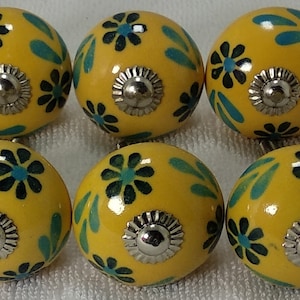 Mango Yellow Ceramic Knobs Handpainted Handmade Ceramic Door Knobs Kitchen Cabinet Knobs Drawer Knobs Cupboard Knobs Hardware Knobs