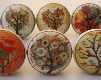 Multi Color Tree Design Ceramic Knobs Kitchen Cabinet Drawer Knobs Hardware Knobs Handmade Knobs Cabinet Knobs Ceramic Door Knobs