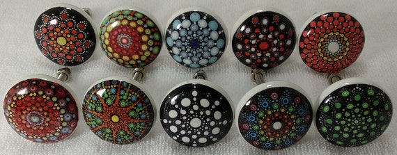 Multi Color Ceramic Knobs Kitchen Cabinet Drawer Knobs | Etsy