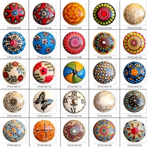 Hand-Painted Green Ceramic Knobs, Decorative Drawer Pulls image 2