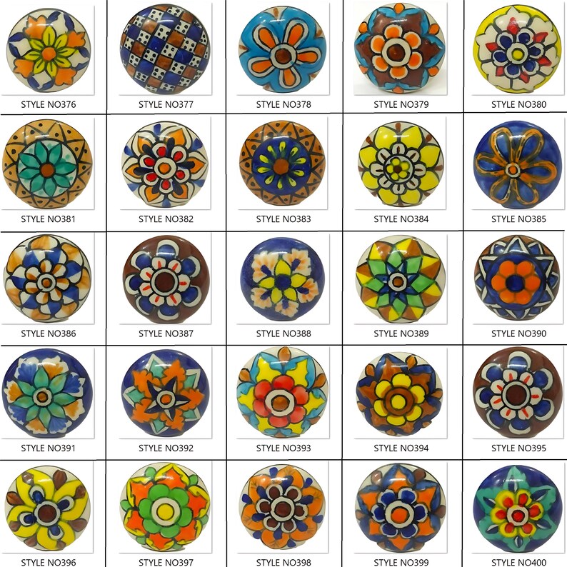 手作りの手描きセラミックノブ、カラフルな引き出しの取っ手 画像 12