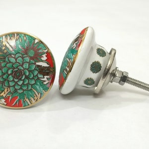 Flower Design Golden Ceramic Knobs Kitchen Cabinet Drawer Knobs Cabinet Knobs Drawer Pulls Door Knobs Drawer Handles Cabinet Handles