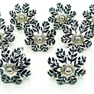 Pomos de cerámica pintados a mano - Tiradores de cajón con diseño de hojas Style 02