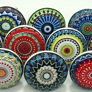 Pomelli in ceramica multicolore fatti a mano a forma di albero, ferramenta per cassetti e armadietti Style 06