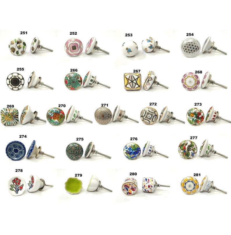 Handmade Multi Color Ceramic Knobs, Decorative Cabinet Hardware image 10