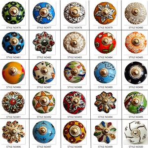 Perillas de cerámica multicolor para gabinetes, tiradores de cajones hechos a mano imagen 14