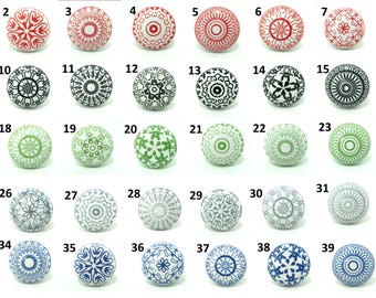 Flat Ceramic Cabinet Knobs, Decorative Hardware, Kitchen Drawer Pulls