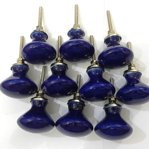 Handgemachte braune Keramik Knäufe für Schränke, Schubladen Navy Blue Color