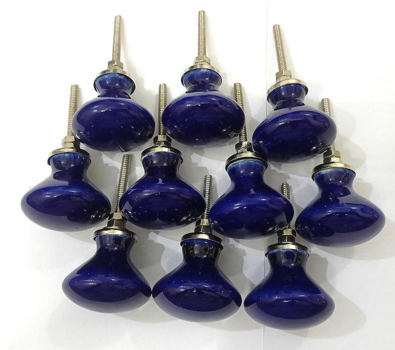 Handgemachte braune Keramik Knäufe für Schränke, Schubladen Navy Blue Color