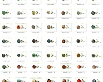 Wielokolorowa ceramiczna gałka w kształcie mandali: ręcznie wykonany osprzęt meblowy