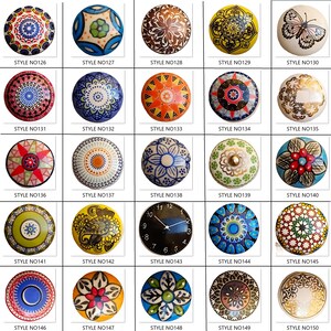 Perillas de cerámica multicolor para gabinetes, tiradores de cajones hechos a mano imagen 3