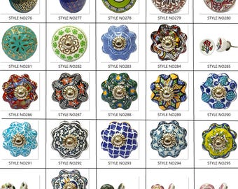 Boutons d'armoire en céramique, motif floral, poignées de tiroir d'armoire de cuisine