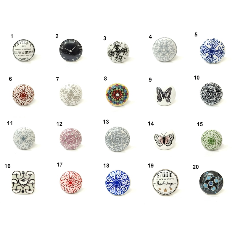 Boutons plats en céramique pour armoires de cuisine, décoration intérieure image 1
