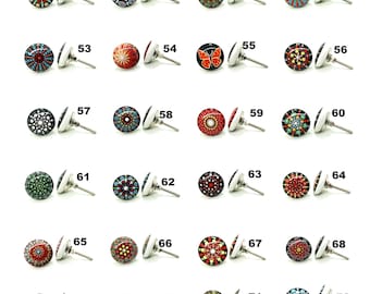 Ręcznie robione wielokolorowe ceramiczne gałki, dekoracyjne okucia meblowe