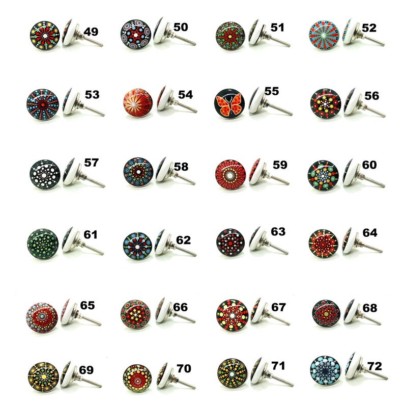 Handmade Multi Color Ceramic Knobs, Decorative Cabinet Hardware image 1