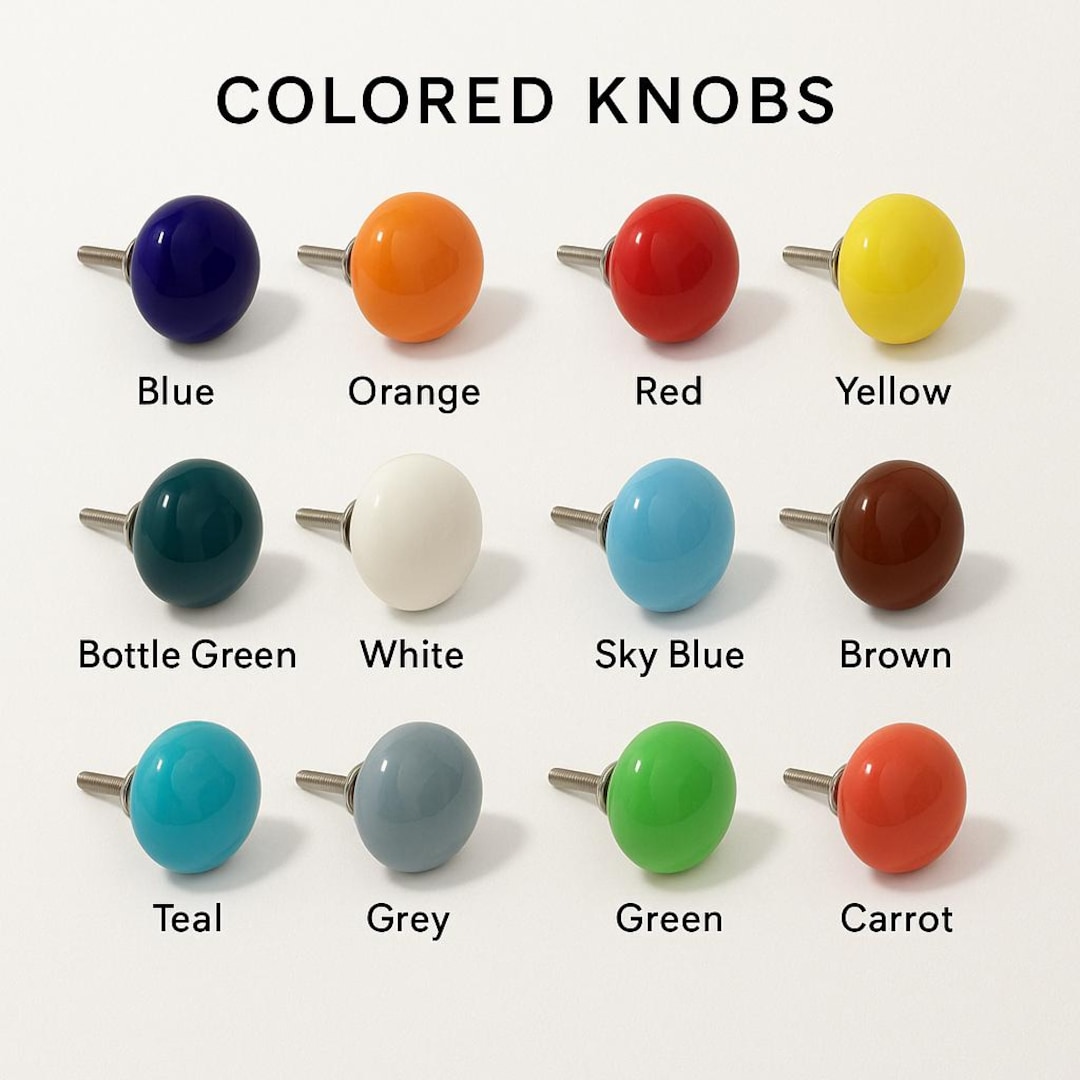 Handmade Ceramic Cabinet Knob: Hand Painted, Multi Color, 1.5