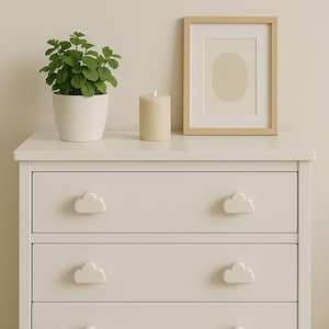 Handpainted White Cloud Ceramic Knobs, Drawer Pulls image 2