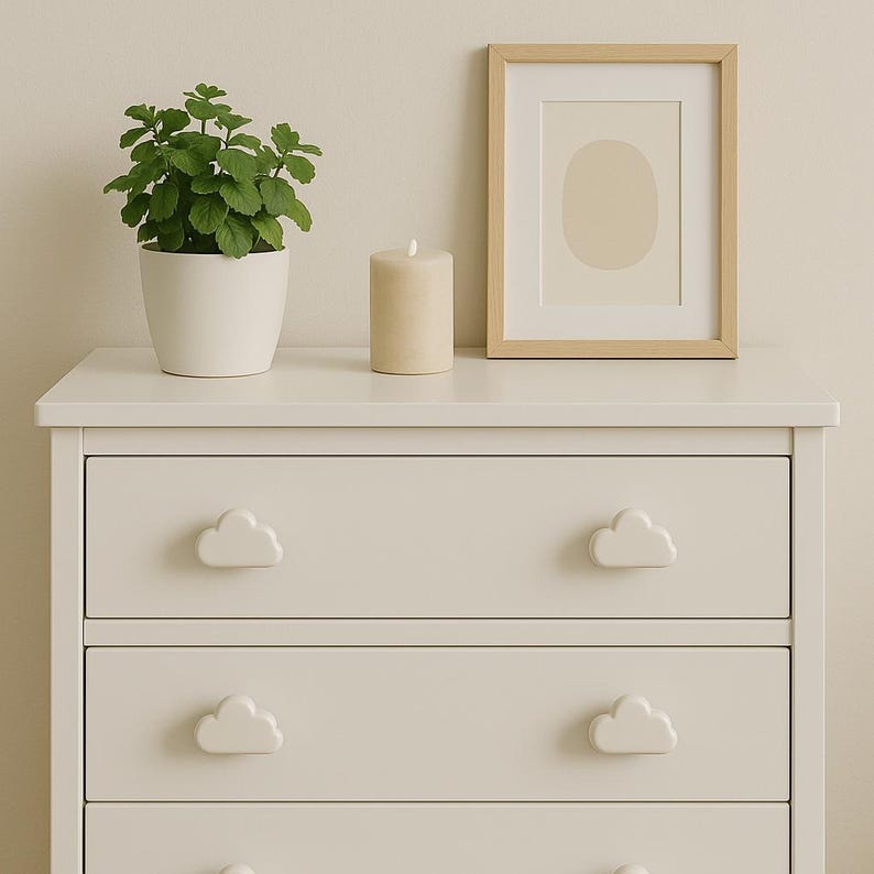 Handpainted White Cloud Ceramic Knobs, Drawer Pulls image 2