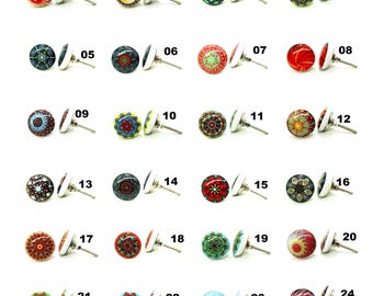 Boutons en céramique multicolores, poignées de tiroirs faites main