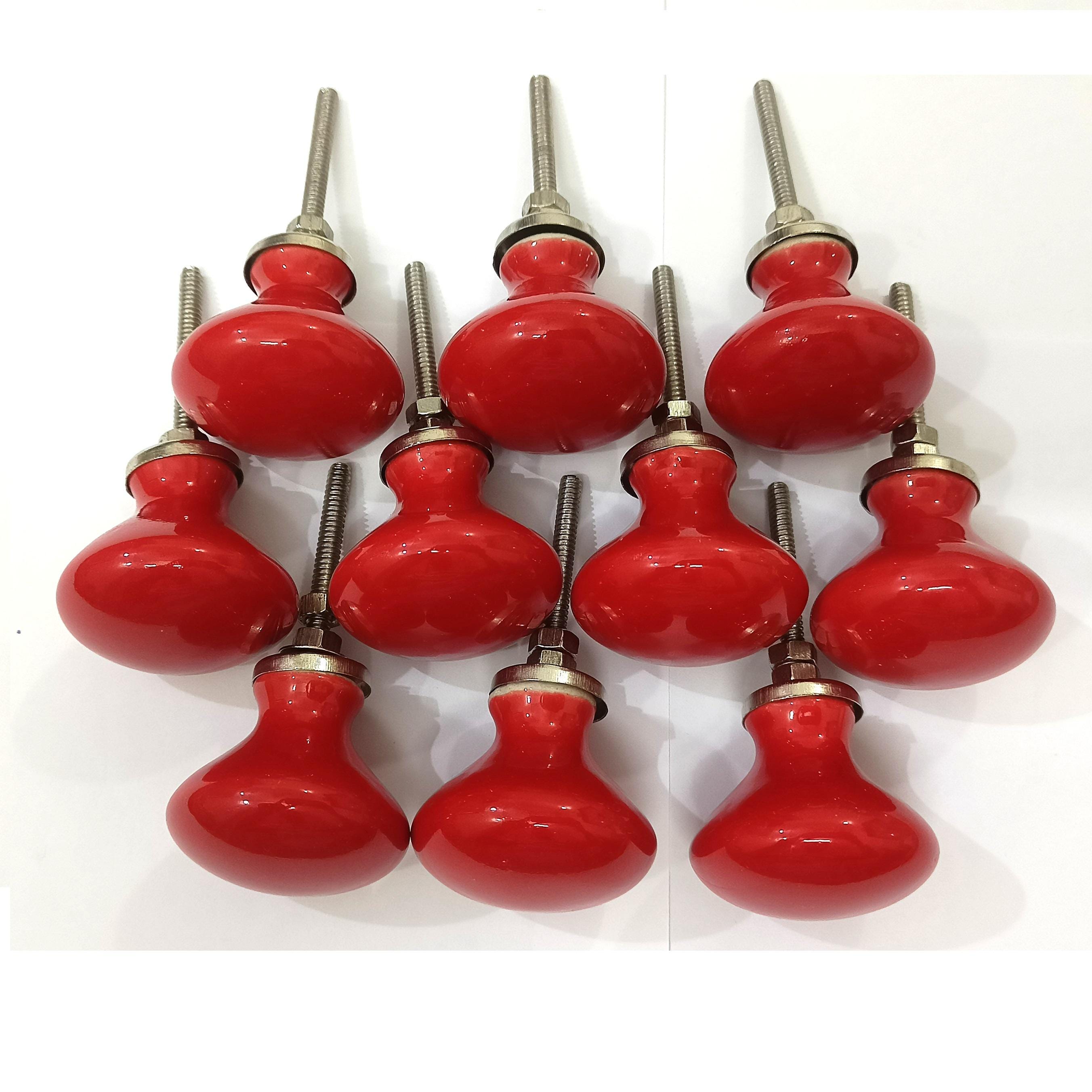 Red Color Vintage Ceramic Knobs Kitchen Cabinet Knobs Drawer Knobs Hardware Knobs Kids Bedroom Knobs Cupboard Knobs Ceramic Door Knobs