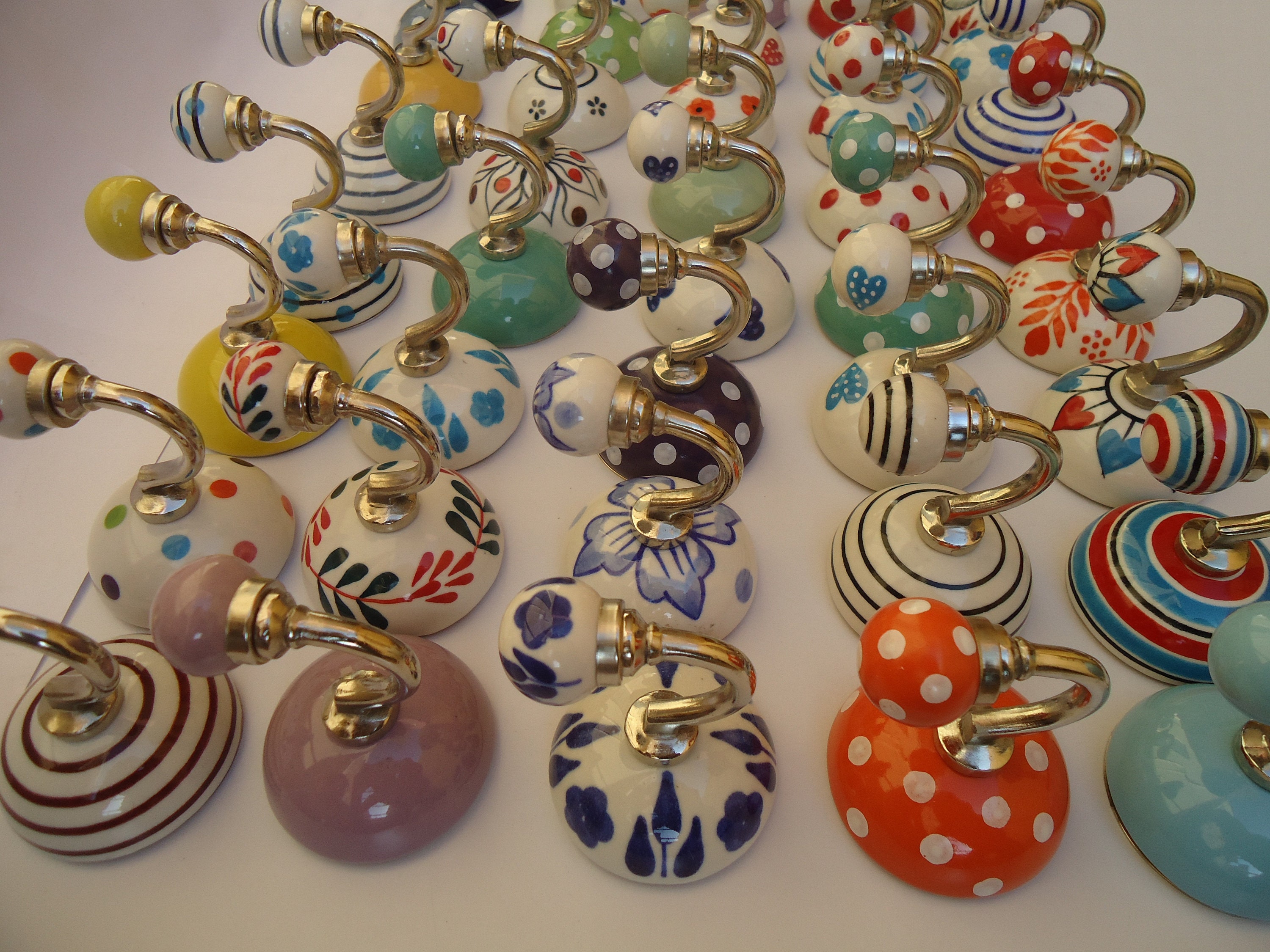Assorted Ceramic Hooks Handpainted Hooks Decorative Hooks Etsy