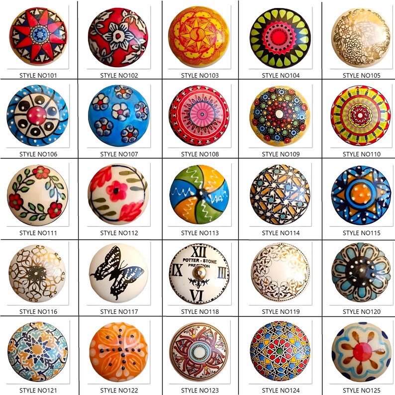 Perillas de cerámica multicolor para gabinetes, tiradores de cajones hechos a mano imagen 2