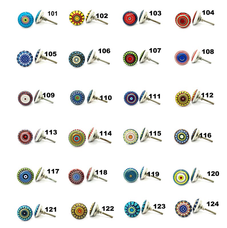 Boutons en céramique multicolores, poignées de tiroirs faites main image 6