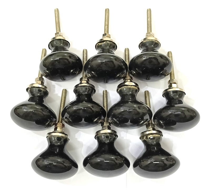 Handgemachte braune Keramik Knäufe für Schränke, Schubladen Black Color