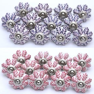 Hand-Painted Ceramic Knobs, Leaf Design - Furniture Hardware image 5