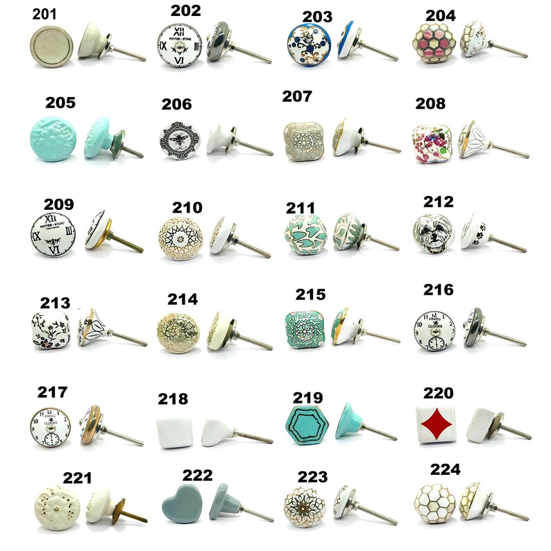 Handmade Multi Color Ceramic Knobs, Decorative Cabinet Hardware image 8