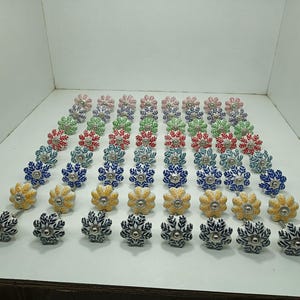 Pomos de cerámica pintados a mano - Tiradores de cajón con diseño de hojas Style 10