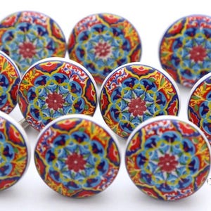 Veelkleurige keramische knoppen, decoratief meubelbeslag Style 08