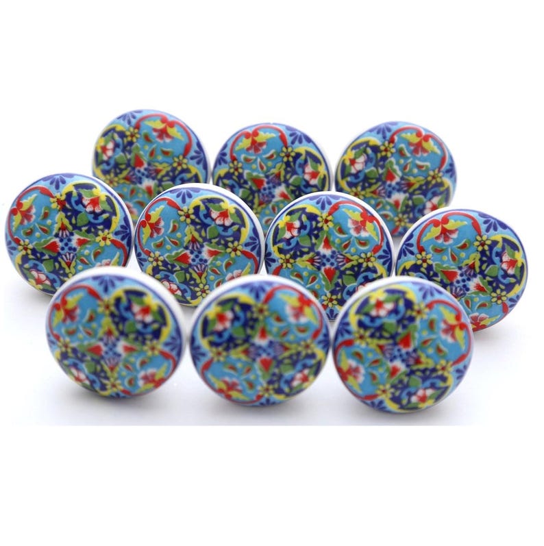 Veelkleurige keramische knoppen, decoratief meubelbeslag Style 10