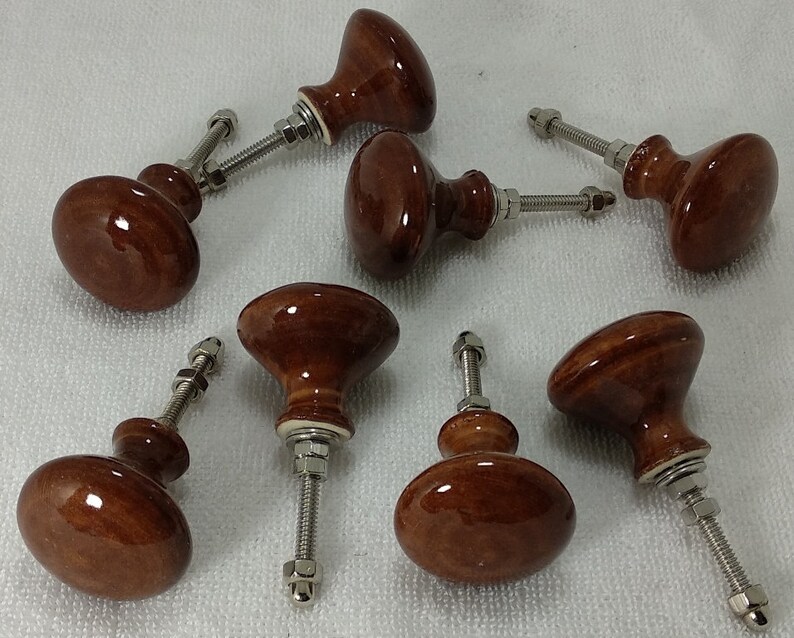 Brown Color Vintage Ceramic Knobs Kitchen Knobs Drawer Etsy
