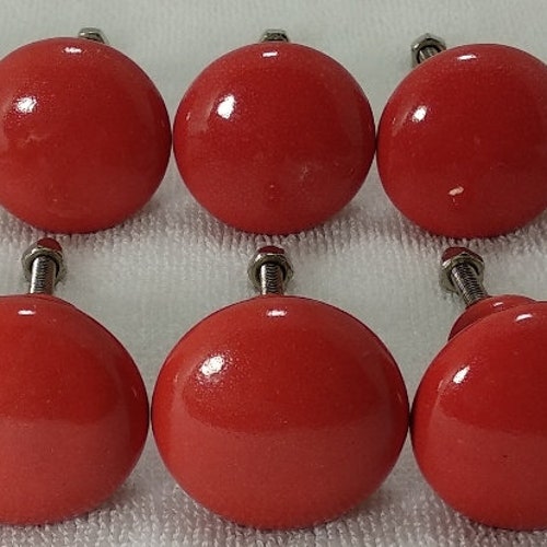 Red Color Vintage Ceramic Knobs Kitchen Knobs Drawer Etsy
