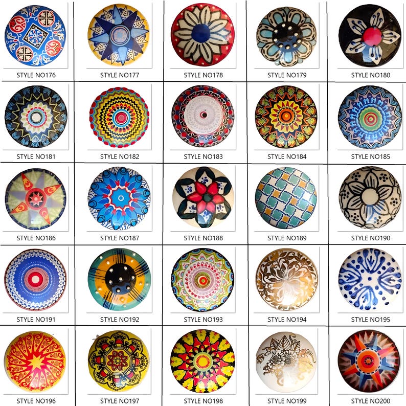 Perillas de cerámica multicolor para gabinetes, tiradores de cajones hechos a mano imagen 4