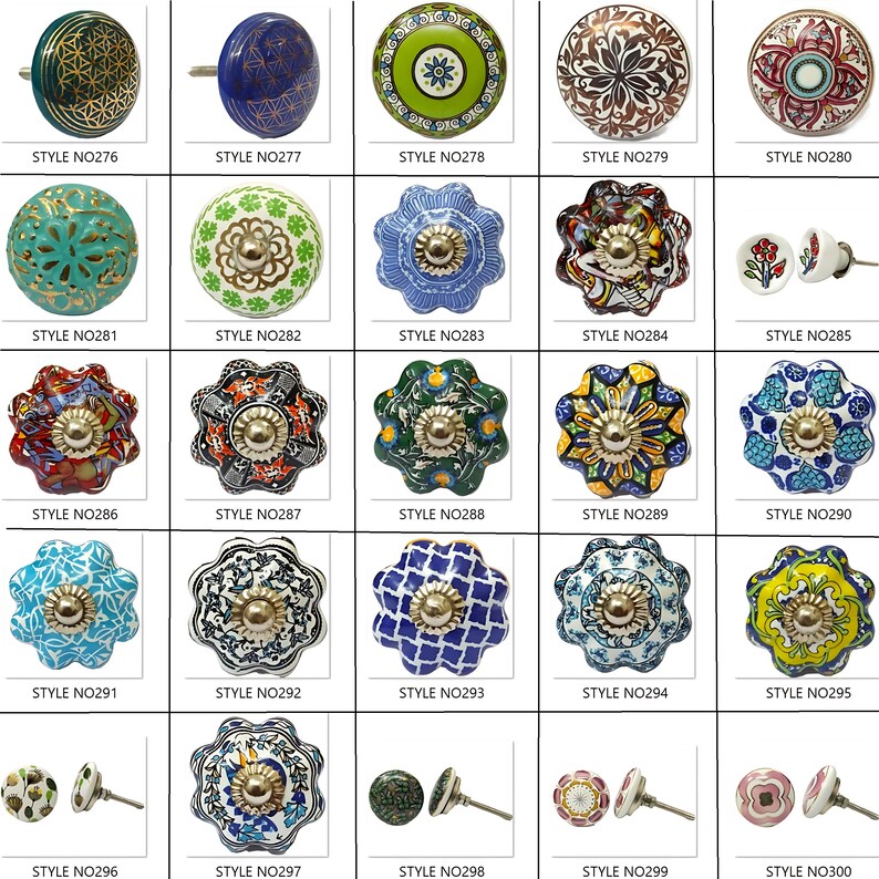 Perillas de cerámica multicolor para gabinetes, tiradores de cajones hechos a mano imagen 8