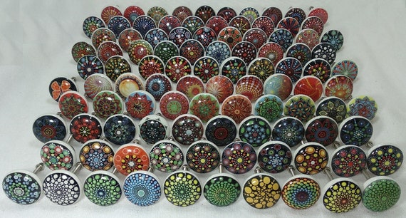 Multicolor Multidesign Assorted Flat Ceramic Door Knobs - Etsy UK