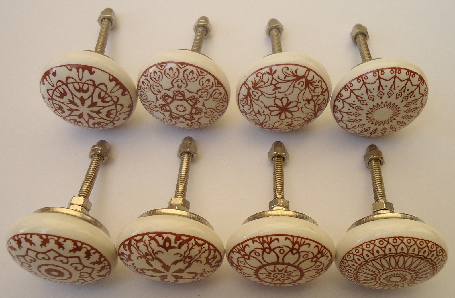 Brown & White Color Ceramic Knobs Kitchen Drawer Knobs Etsy