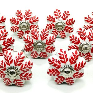 Pomos de cerámica pintados a mano - Tiradores de cajón con diseño de hojas Style 04